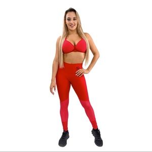 Fit Body Brazil workout set leggings and top - red